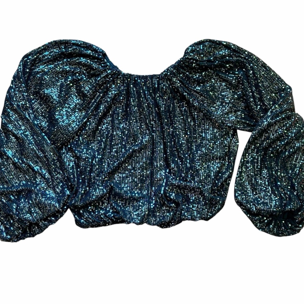 Elegant Sequin Blouse - Black - Picture 2 of 7